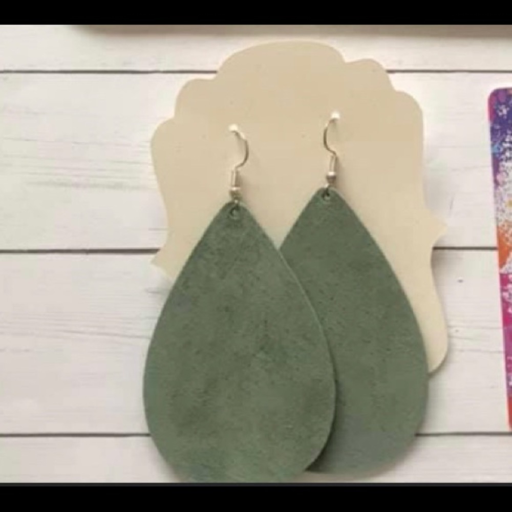 Teal suede earrings